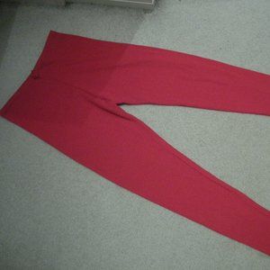 Ladies Leggings Size M Ribbed Footless Leggins Red Exercise Active Wear - NEW